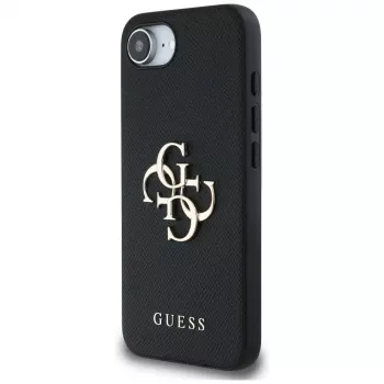 Guess Grained Big 4G Logo Small Classic Logo futrola za telefon za iPhone 16e (crna)