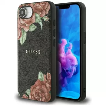 Guess 4G Flowers Print MagSafe futrola za iPhone 16e / 17e, crna