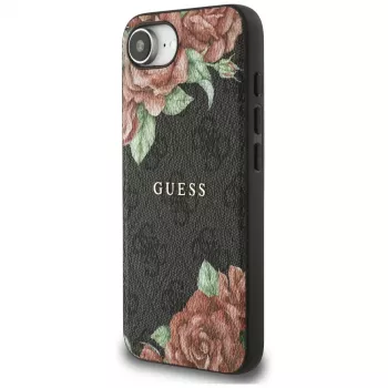 Guess 4G Flowers Print MagSafe futrola za iPhone 16e / 17e, crna