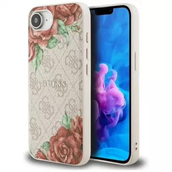 Guess 4G Flowers Print MagSafe futrola za iPhone 16e / 17e, ružičasta