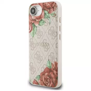 Guess 4G Flowers Print MagSafe futrola za iPhone 16e / 17e, ružičasta