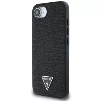 Guess Grained Triangle MagSafe futrola za iPhone 16e (crna)