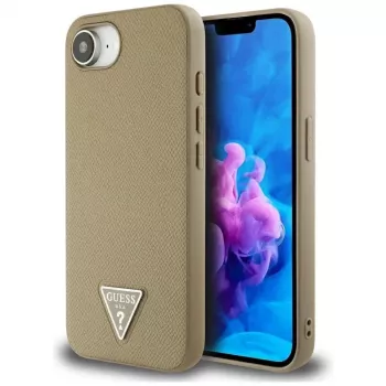 Guess Grained Triangle MagSafe futrola za iPhone 16e (smeđa)