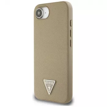 Guess Grained Triangle MagSafe futrola za iPhone 16e (smeđa)
