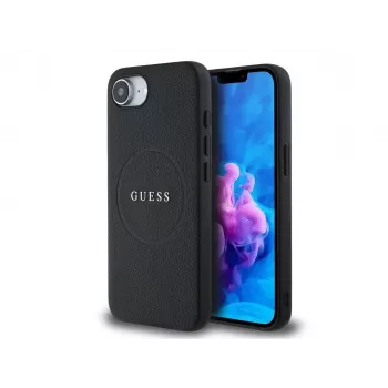 Guess Grained Ring MagSafe futrola za iPhone 16e (crna)