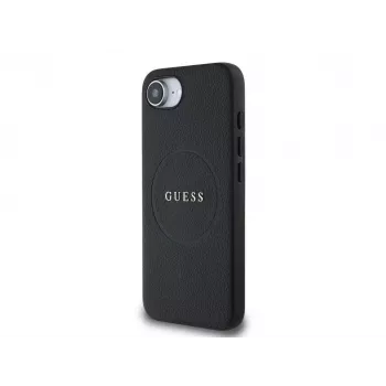 Guess Grained Ring MagSafe futrola za iPhone 16e (crna)