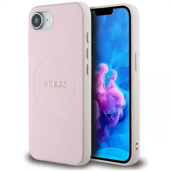 Guess Grained Ring MagSafe futrola za Apple iPhone 16e (ružičasta)