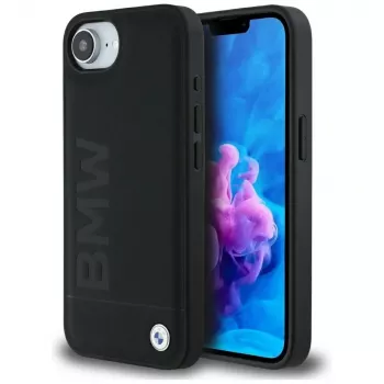 BMW Leather Hot Stamp futrola za iPhone 16e / 17e, crna
