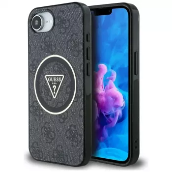 Guess IML Metal Glitter 4G Circle Triangle MagSafe futrola za iPhone 16e (crna)
