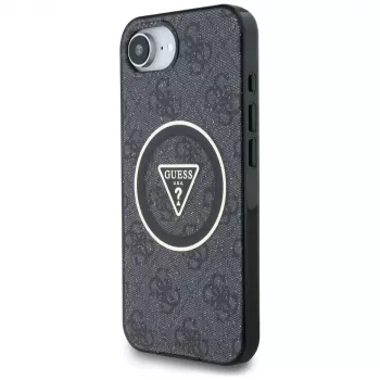 Guess IML Metal Glitter 4G Circle Triangle MagSafe futrola za iPhone 16e (crna)