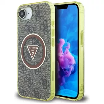 Guess IML Metal Glitter 4G Circle Triangle MagSafe futrola za Apple iPhone 16e (smeđa)