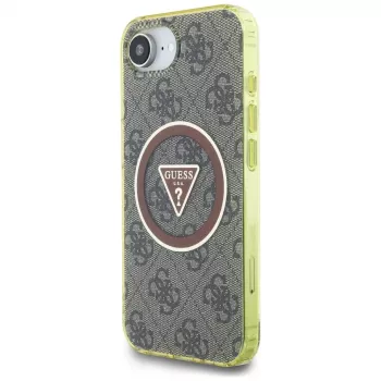 Guess IML Metal Glitter 4G Circle Triangle MagSafe futrola za Apple iPhone 16e (smeđa)