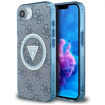 Guess IML Metal Glitter 4G Circle Triangle MagSafe futrola za iPhone 16e (plava)