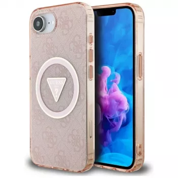 Guess IML Metal Glitter 4G Circle Triangle MagSafe futrola za Apple iPhone 16e (ružičasta)