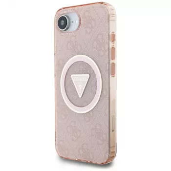 Guess IML Metal Glitter 4G Circle Triangle MagSafe futrola za Apple iPhone 16e (ružičasta)
