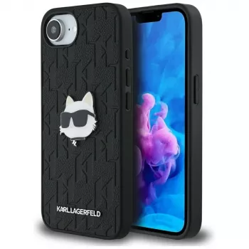 KARL LAGERFELD Monogram Choupette Head Pin futrola za iPhone 16e / 17e, crna