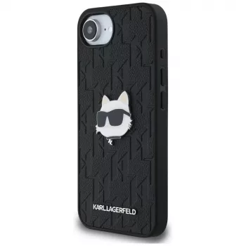 KARL LAGERFELD Monogram Choupette Head Pin futrola za iPhone 16e / 17e, crna