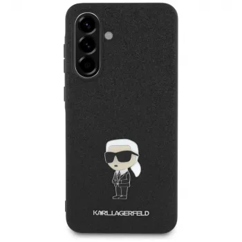 KARL LAGERFELD Fixed Glitter Ikonik Logo Metal Pin futrola za Samsung Galaxy A36, crna