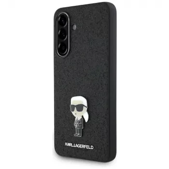 Karl Lagerfeld Fixed Glitter Ikonik Logo Metal Pin stražnja futrola za Samsung Galaxy A56 5G (crna)