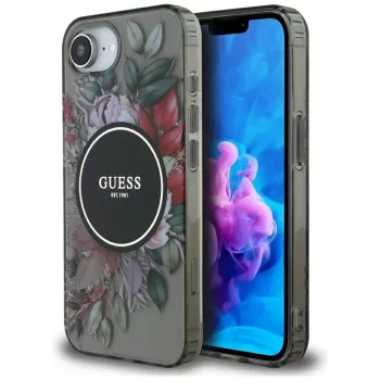 Guess IML Flowers MagSafe futrola za iPhone 16e (crna)