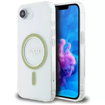 Guess IML Glitter Circle MagSafe futrola za iPhone 16e (transparentna)