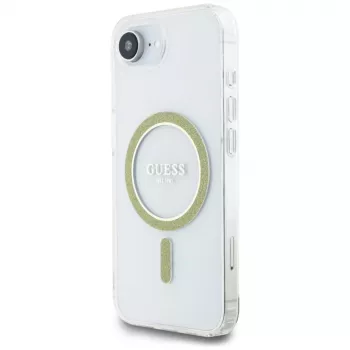 Guess IML Glitter Circle MagSafe futrola za iPhone 16e (transparentna)