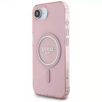 Guess IML Glitter Circle MagSafe futrola za iPhone 16e (roza)