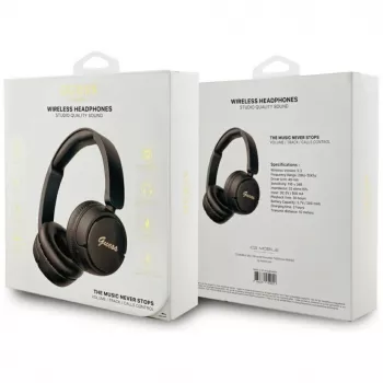 Guess Metal Logo Script bežične Bluetooth 5.3 slušalice oko uha, crne
