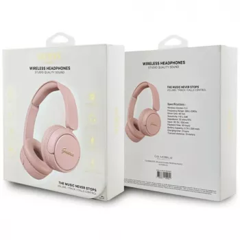 Guess Metal Logo Script bežične Bluetooth 5.3 slušalice na uhu (roza)