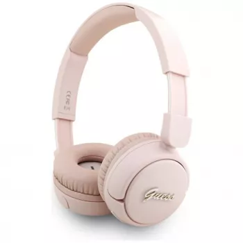 Guess Metal Logo Script bežične Bluetooth 5.3 slušalice na uhu (roza)