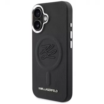 Karl Lagerfeld Initial & Metal Logo MagSafe futrola za Apple iPhone 16, crna