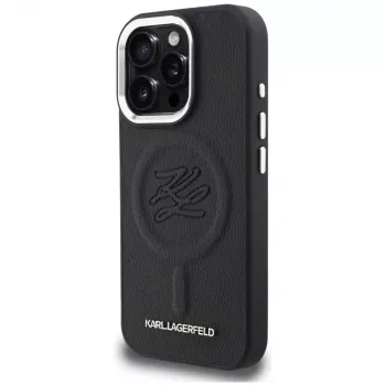 Karl Lagerfeld Initial & Metal Logo MagSafe futrola za iPhone 16 Pro, crna
