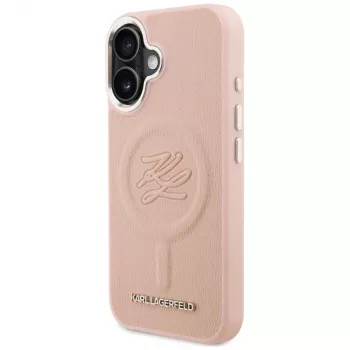 Karl Lagerfeld Initial & Metal Logo MagSafe futrola za iPhone 16, roza