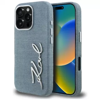 Karl Lagerfeld FW Jeans Signature Logo futrola za iPhone 16 Pro, plava