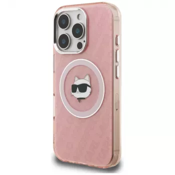 Karl Lagerfeld IML Choupette Head Logo MagSafe futrola za Apple iPhone 16 Pro, roza