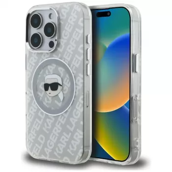 KARL LAGERFELD IML Karl Head Logo MagSafe futrola za Apple iPhone 16 Pro, siva