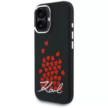 KARL LAGERFELD Silicone Heart SignLogo MagSafe futrola za Apple iPhone 16 - crna