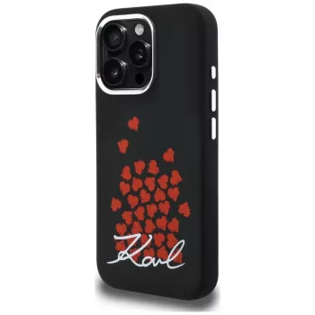 Karl Lagerfeld Silicone Heart SignLogo MagSafe futrola za iPhone 16 Pro, crna