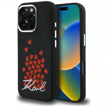 Karl Lagerfeld Silicone Heart SignLogo MagSafe futrola za iPhone 16 Pro Max, crna