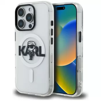 Karl Lagerfeld IML Karl Sketch Logo MagSafe futrola za iPhone 16 Pro Max, prozirna