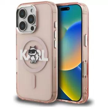 Karl Lagerfeld IML Choupette Sketch Logo MagSafe futrola za iPhone 16 Pro, roza