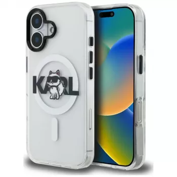 Karl Lagerfeld IML Choupette Sketch Logo MagSafe futrola za iPhone 16, prozirna