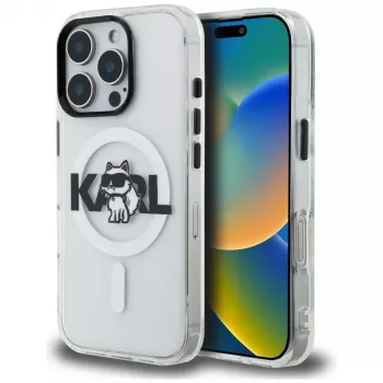 Karl Lagerfeld IML Choupette Sketch Logo MagSafe futrola za iPhone 16 Pro, prozirna
