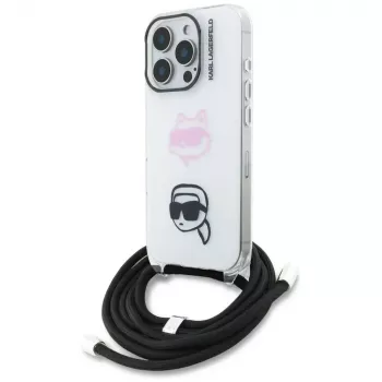 KARL LAGERFELD IML Crossbody futrola za iPhone 16 Pro Max, bijela, Karl & Choupette Head dizajn