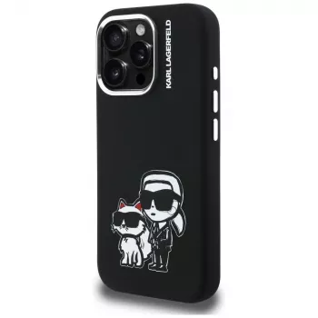 KARL LAGERFELD Silikonska Karl & Choupette Sketch MagSafe futrola za Apple iPhone 16 Pro, crna