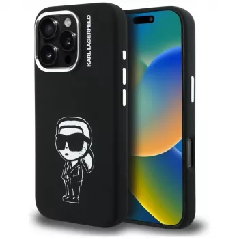 KARL LAGERFELD Silikonska Karl Sketch MagSafe futrola za Apple iPhone 16 Pro, crna