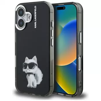 Karl Lagerfeld IML Aquarelle Choupette & Logo futrola za iPhone 16, crna