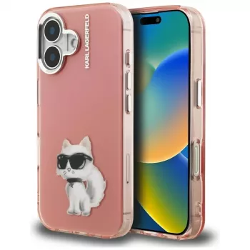 Karl Lagerfeld IML Aquarelle Choupette & Logo futrola za iPhone 16, ružičasta