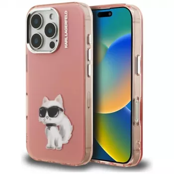 Karl Lagerfeld IML Aquarelle Choupette & Logo futrola za Apple iPhone 16 Pro, ružičasta