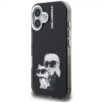 KARL LAGERFELD IML Aquarelle Karl & Choupette & Logo stražnja futrola za Apple iPhone 16, crna